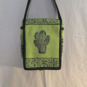 Ganesh Himal Trading Crossbody Flap Bag Cactus Desert BoHo Design Bright Green